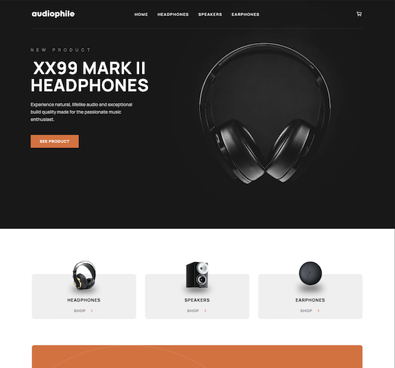 Screenshot of the Audiophile project homepage