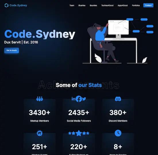 Screenshot of the Code.Sydney website hompage