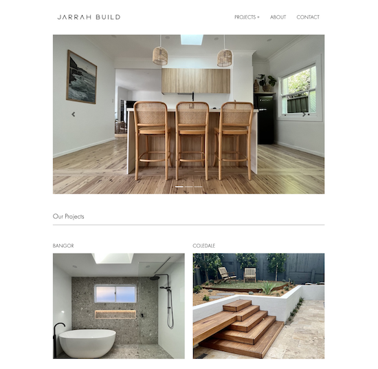 Screenshot of Jarrahbuild company website