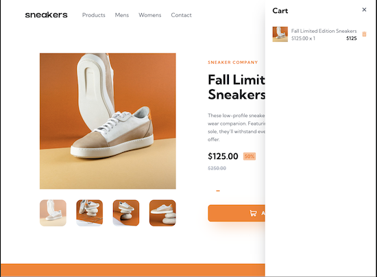Screenshot of the Retail shop project homepage