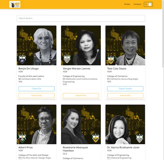Screenshot of the UST Alumni Australia Website